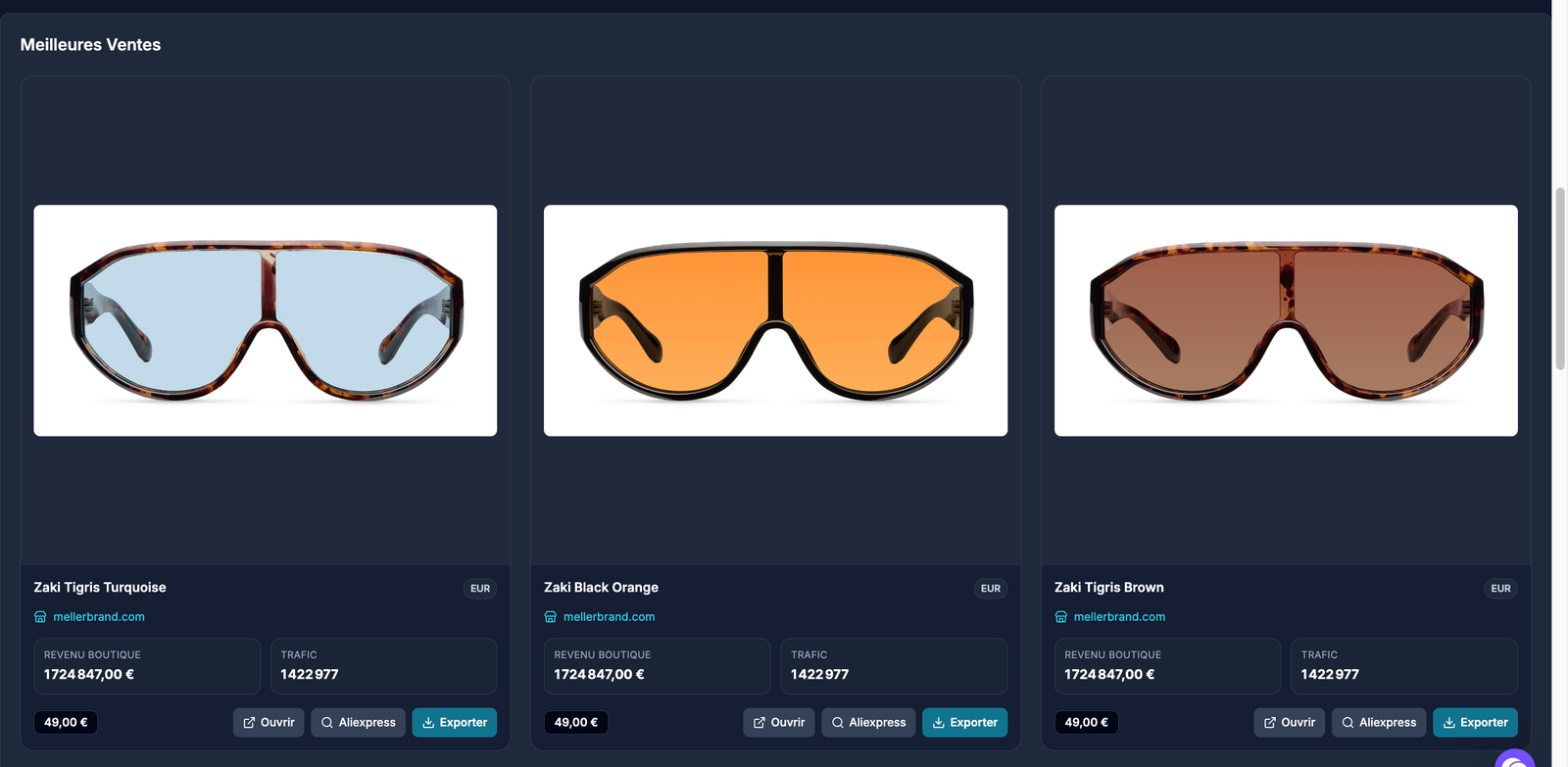Analyse de boutique Trendspy vue 2