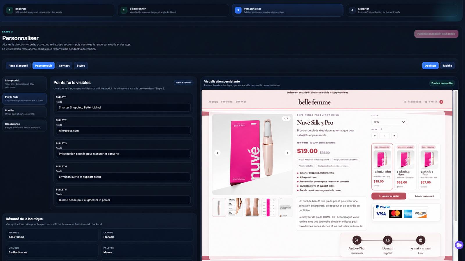 Aperçu du module Boutique IA de Trendspy
